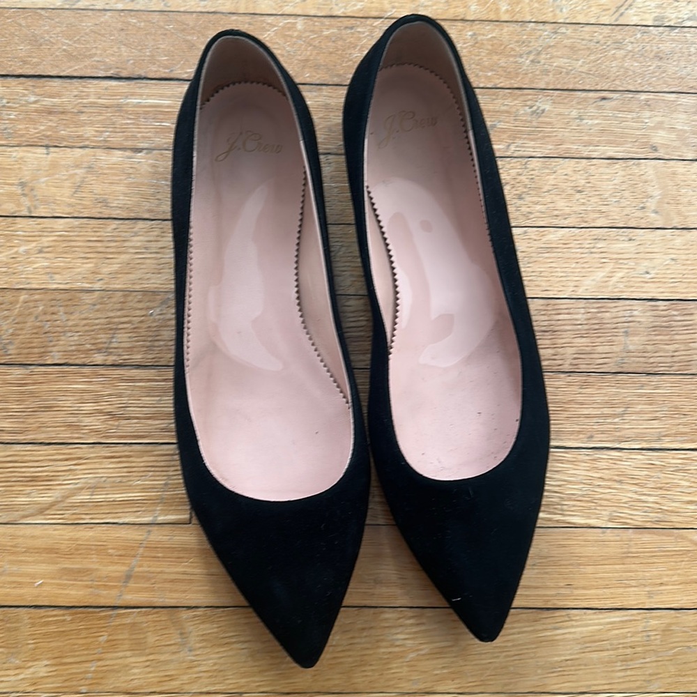 J.Crew Pointed Toe flats in Black Suede